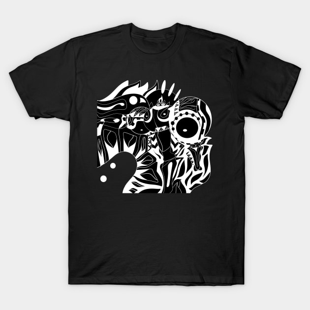 dark shadow alien samurai ecopop T-Shirt by jorge_lebeau